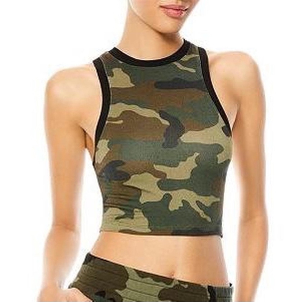 Alice + Olivia cropped camo racerback tank. XS